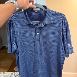 Peter Millar Navy and White Patterned Polo